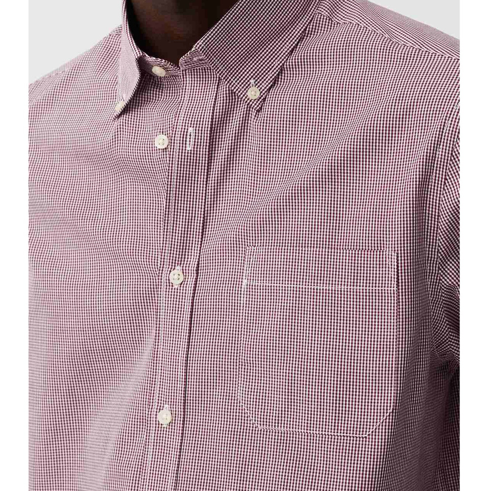 J. Crew Shirt Men XL Micro / Mini Red Gingham Check Long Sleeve Button down